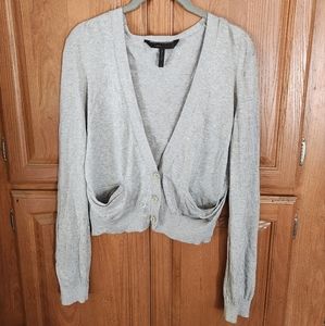 BCBG xs gray cardigan with silver beads